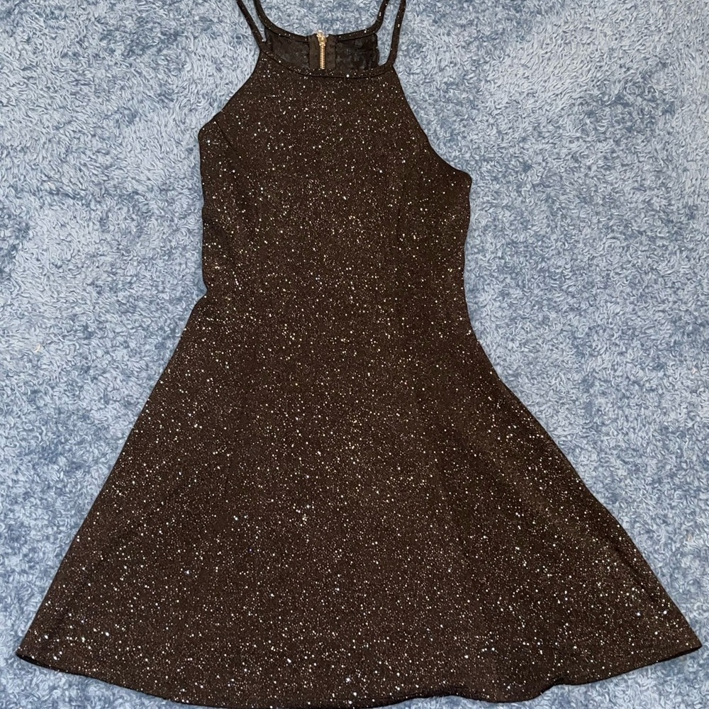 Sparkling Black Sleeveless Mini Dress